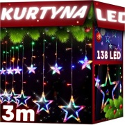 KURTYNA ŚWIETLNA LED wiszące gwiazdki RGB 3m