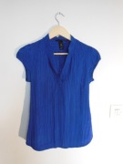 bluzka z dekoltem w serek, H&M rozm. 36, niebieska