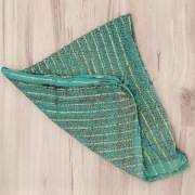 **morska CHUSTA złote paski szal 100x100 cm 