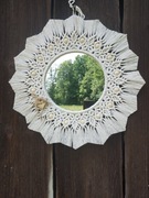 Mandala z lustrem w stylu Boho z drewnianymi koralikami