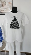 Biały tshirt z aplikacją z przodu rozmiar XL bawełna