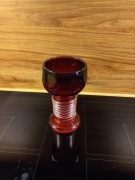 Rubinowy wazon kielich Słuczan orkusz Tarnowiec vintage PRL