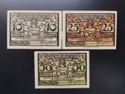 3 Banknoty Notgeld Wołów (Wohlau) 1921 Zamek, Ratusz, Gimnazjum, piękne 