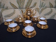 Stary serwis porcelanowy do mokki złocony na sześć osób 