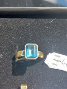 Złoty pierścionek z topazem London Blue Sky 7x9mm złoto 585/4,61g