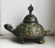 Kadzielnica tybetańska podstawka mosiężna żółw do palenia żywić kadzideł