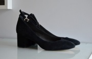 Aldo czarne skórzane zamszowe czółenka old money suede pumps 41