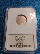 2 ZŁ ŻAGLOWIEC 1936 SREBRO GCN 