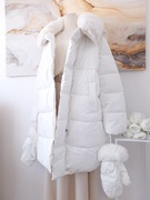 Kurtka Damska Biała Pikowana Z Kapturem Rękawicami Ann Gissy