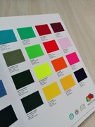 Wzornik kolorów materiałów bawełnianych na koszulki. 