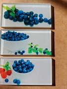 Mozaika szklana prostokąty 4,5x9,8cm nadruk na szkle JAGODY