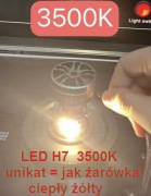 LED H7 120W 3500K = ciepły żółty = 1:1 jak normalna żarówka!!!