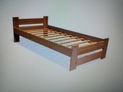 Drewniane łóżko z pojemnikiem na pościel 90x200 + materac