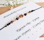 Bransoletka TYGRYSIE OKO TURMALIN CYTRYN KWARC DYMNY talizman