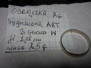 SREBRNA OBRĄCZKA sygnowana ART.do 1963 r.