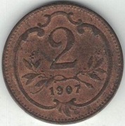 Austria 2 heller 1907 - 19 mm - nr 1