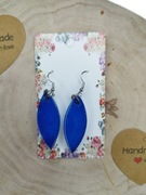 Rękodzieło kolczyki z żywicy epoksydowej sople niebieskie 