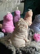 Świeca sojowa mops pug zapachowa prezent beżowa
