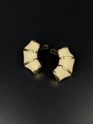 Klipsy vintage – geometryczne ivory złote
