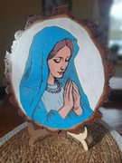 Obraz malowany ręcznie na drewnie-Maryja na modlitwie