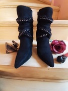 Rockowe botki Missguided,  łańcuchy I klamry, rozm.38,stabilny obcas