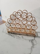 Serwetnik glamour uchwyt stojak na serwetki złoty kryształki