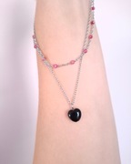 Podwójny, regulowany naszyjnik. Cyrkonia | Onyks