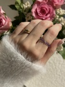 Ametyst pierścionek elastyczny z kamieni naturalnych rozciągliwy handmade