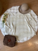 Bluzka sweterek ażurowy boho natural plus size wiosna na codzień  44/XXL