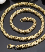 ZŁOTY NASZYJNIK PANCERKA SPLOT BIZANTYJSKI KRÓLEWSKI 8 MM 60 CM STAL 316L