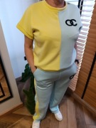 Komplet damski masełkowy z bluzą oversize i szerokimi spodniami 