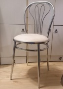 Krzesło kuchenne stal chromowana eko-skóra ecru