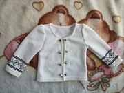 Biały ecru tłoczony elegancki zapinany sweter bolerko 80