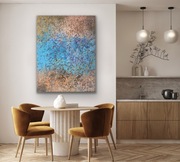 Abstrakcja błękit 130x100cm akryl na płótnie ręcznie malowan