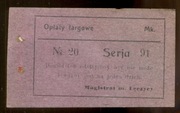Magistrat m. Łęczycy - opłata targowa w markach. N0 20, Serja 91.