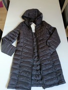 Pikowany płaszcz z kapturem czarna kurtka XXS