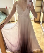 Marie Lund Copenhagen sukienka 34 maxi balowa fiolet burgund odkryte plecy