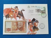 Koperta numizmatyczna z banknotem Hiszpania 200 pesetas