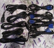 Kabel VGA x5szt. +Kabel zasilający x5szt. Komplet do LCD 