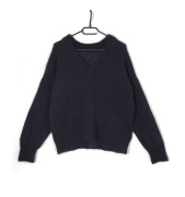 Damski Sweter Luźny Miękki Wełna Moher Czarny |R. L/XL