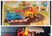 Lego duplo Pociag z torami i klockami plus wóz strażacki. 