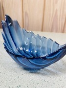 Szklana kobaltowa misa liść patera