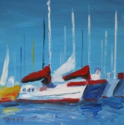 Jachty w porcie, 25x26, marynistyka, morze