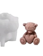 MIŚ z SERCEM Różanym forma silikonowa 8.2*8 do odlewów Świec Mydła Gipsu 