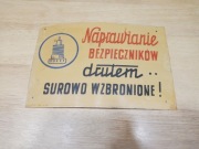 Tabliczka ostrzegawcza PRL