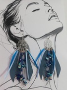 Kolczyki z włoskiej skóry stali chirurgicznej i naturalnych piór boho 