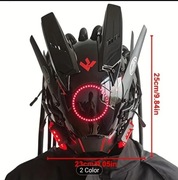 Cyberpunk maska z warkoczykami, światła Led, impreza Halloween Festival