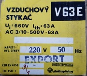 Stycznik Vzduchovy Stykac V63E V63 E 63A 220V