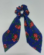 Góralska gumka do włosów z apaszką scrunchie kwiat