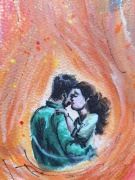 PROMOCJA Akwarela Kochankowie Ogień Miłość Pasja Wir Intymność A3 30x42